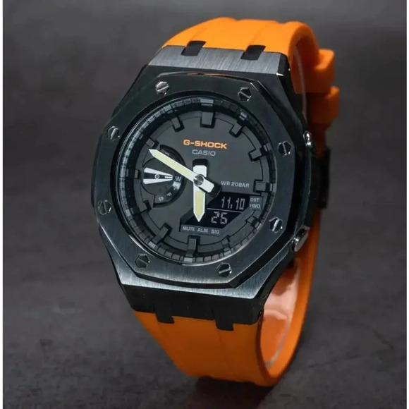 NEW In Box Casio G-Shock Ga-2100 Gen 5 Casioak Mod Orange Strap Mens OS - Picture 2 of 10
